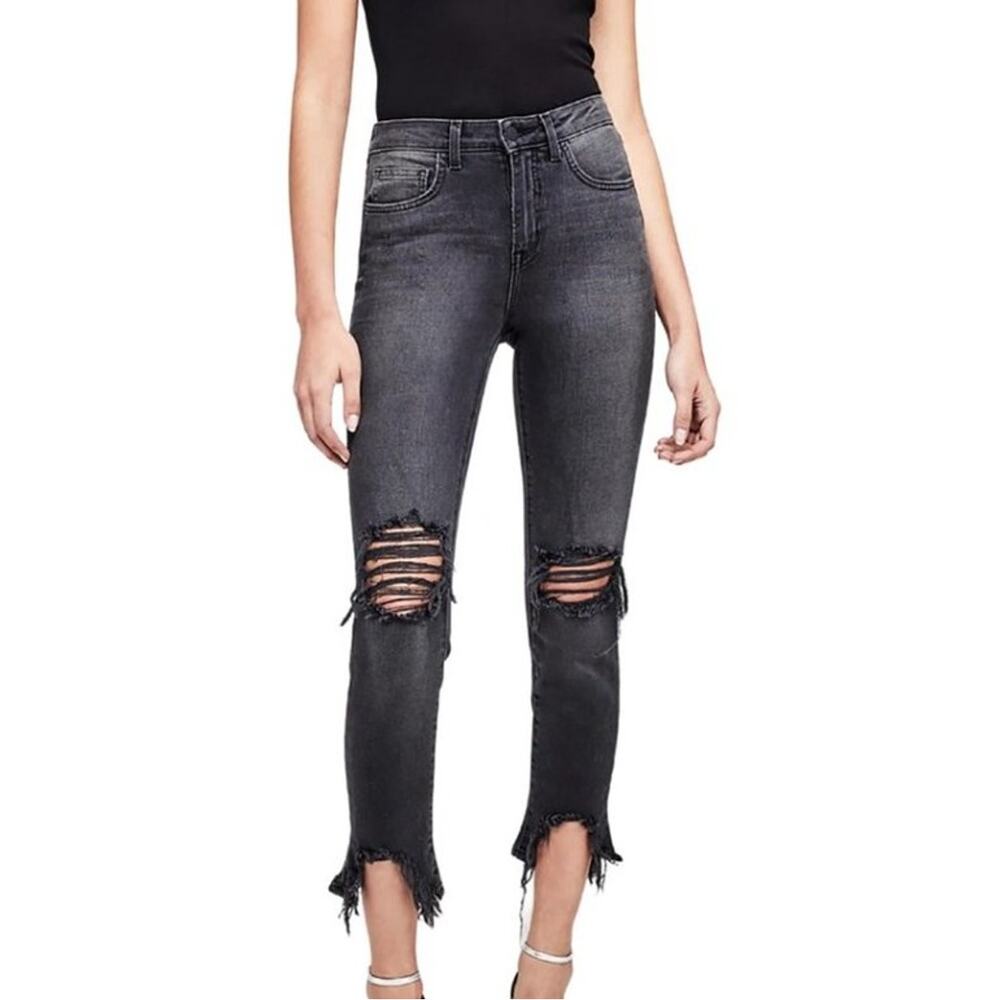 L'Agence High Line High Rise Destruct Jeans Size 26 Faded Black Skinny